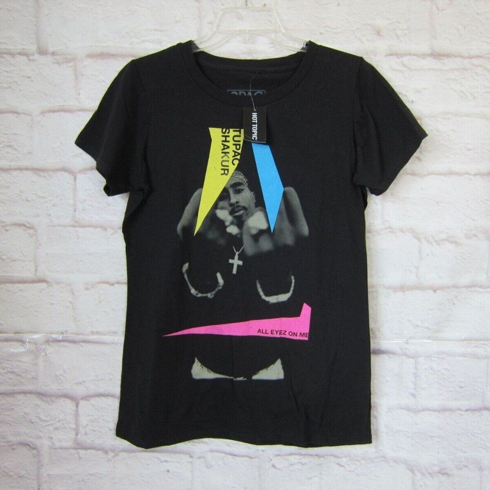 Hot Topic Tupac 2PAC "All Eyez On Me" Womens Black Graphic Tee Shirt Size XL